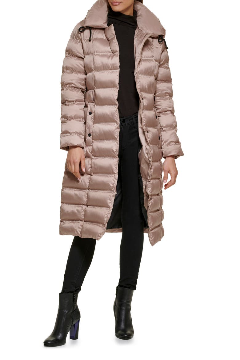 Cire Hooded Belted Puffer Jacket, Main, color, CHAMPAGNE
