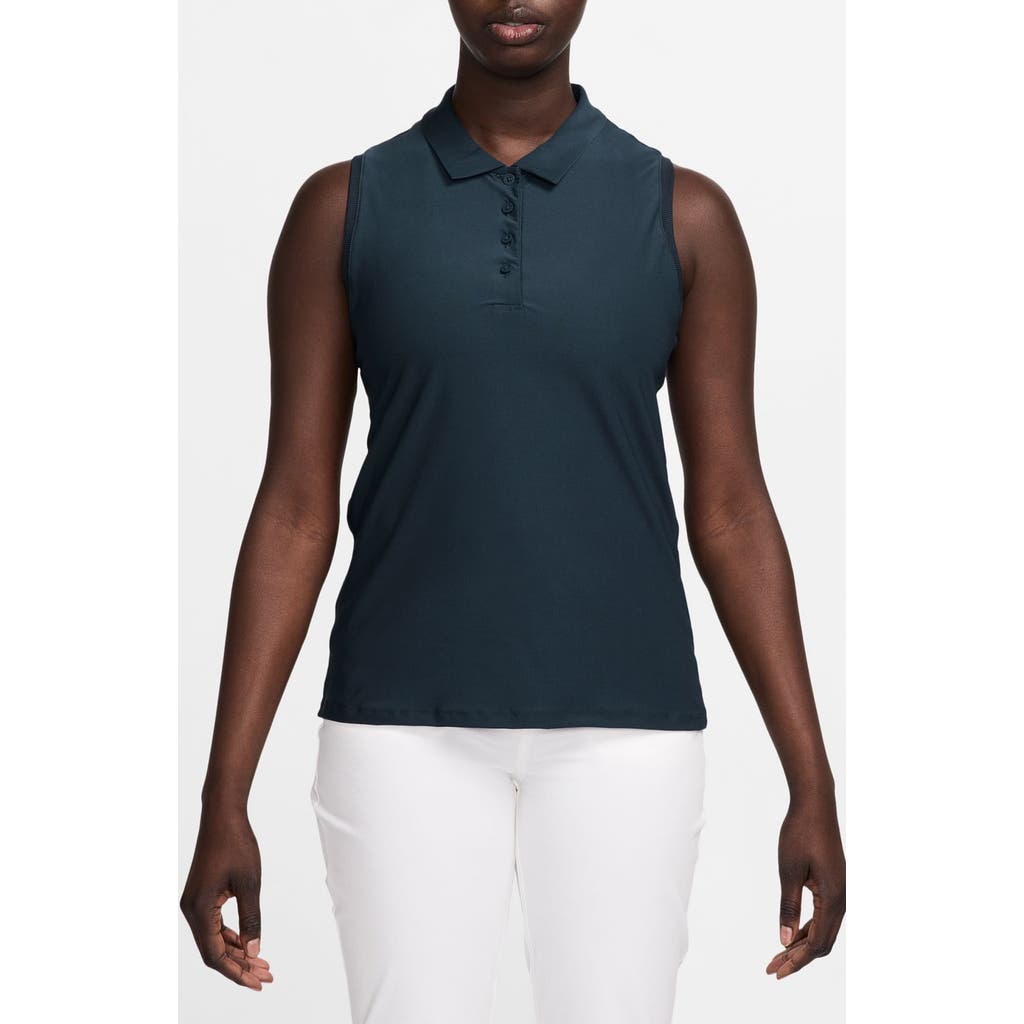 Nike Women's Victory Dri-fit Sleeveless Polo In Armory Navy/white