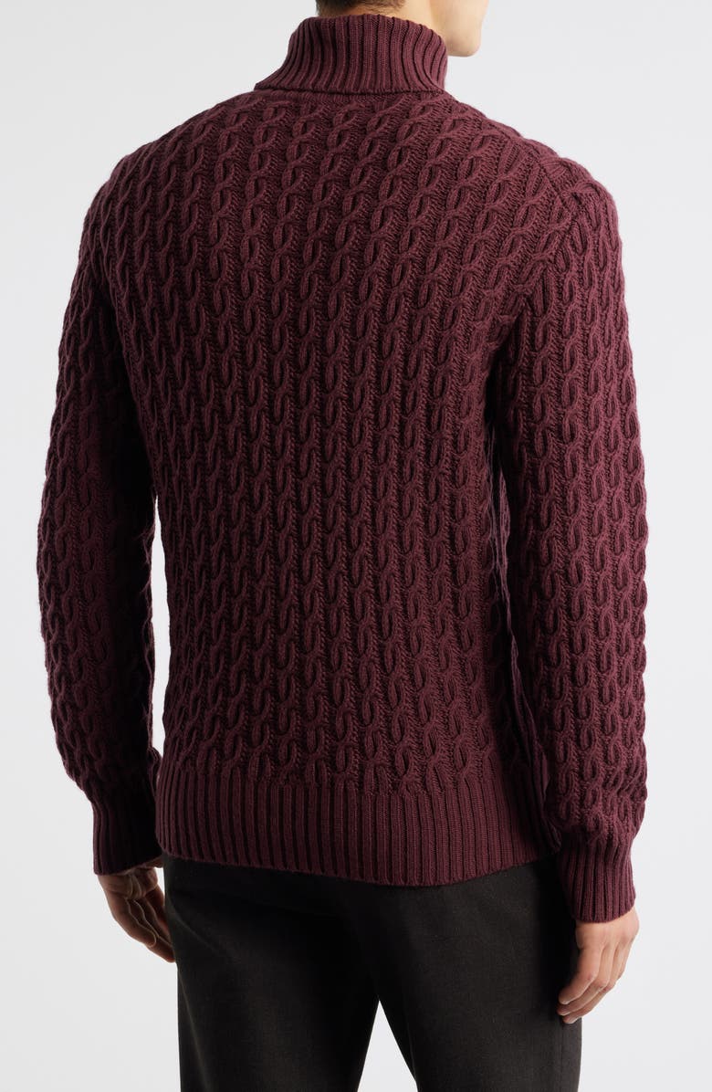 BOSS x Beckham Herrero Wool & Cashmere Cable Sweater, Alternate, color, Dark Red