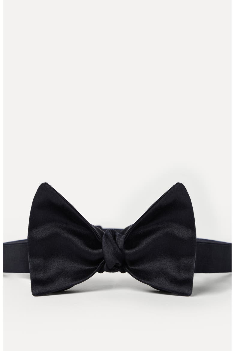 Cotton and silk satin bow tie, Alternate, color, Night