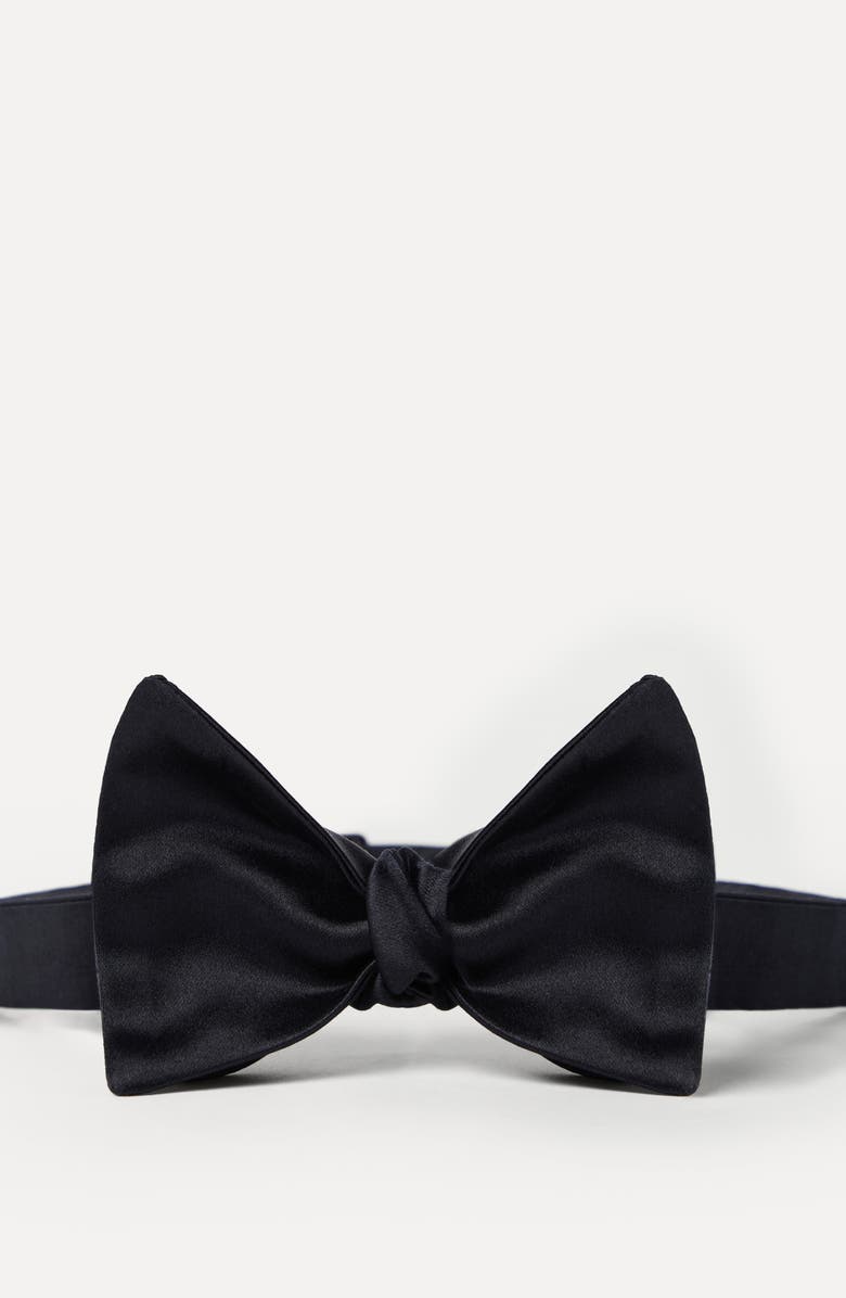 Brunello Cucinelli Cotton and silk satin bow tie, Alternate, color, Night