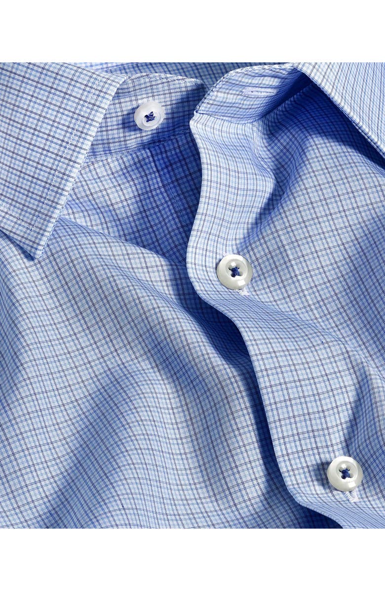 David Donahue Trim Fit Microcheck Cotton Poplin Dress Shirt, Alternate, color, Blue/ Navy