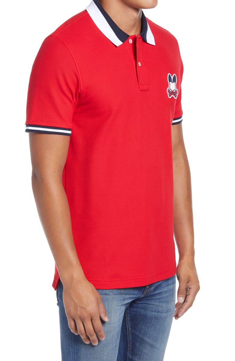 Psycho Bunny Britania Short Sleeve Polo, Alternate, color, Brilliant Red