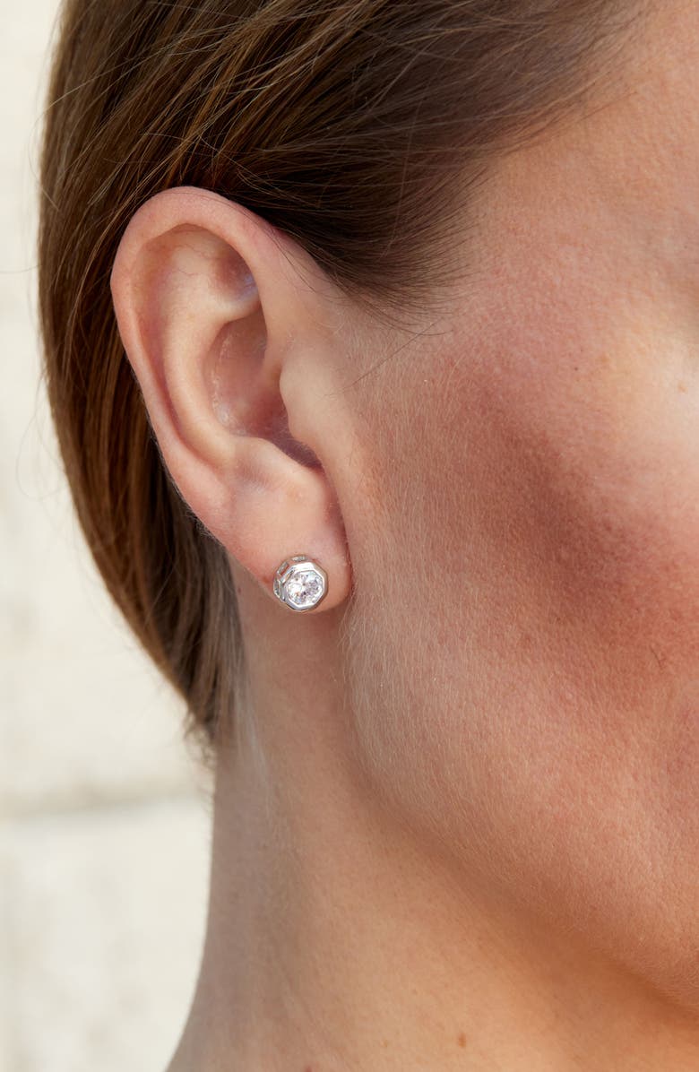 SAVVY CIE JEWELS CZ Octagonal Stud Earrings, Alternate, color, Silver