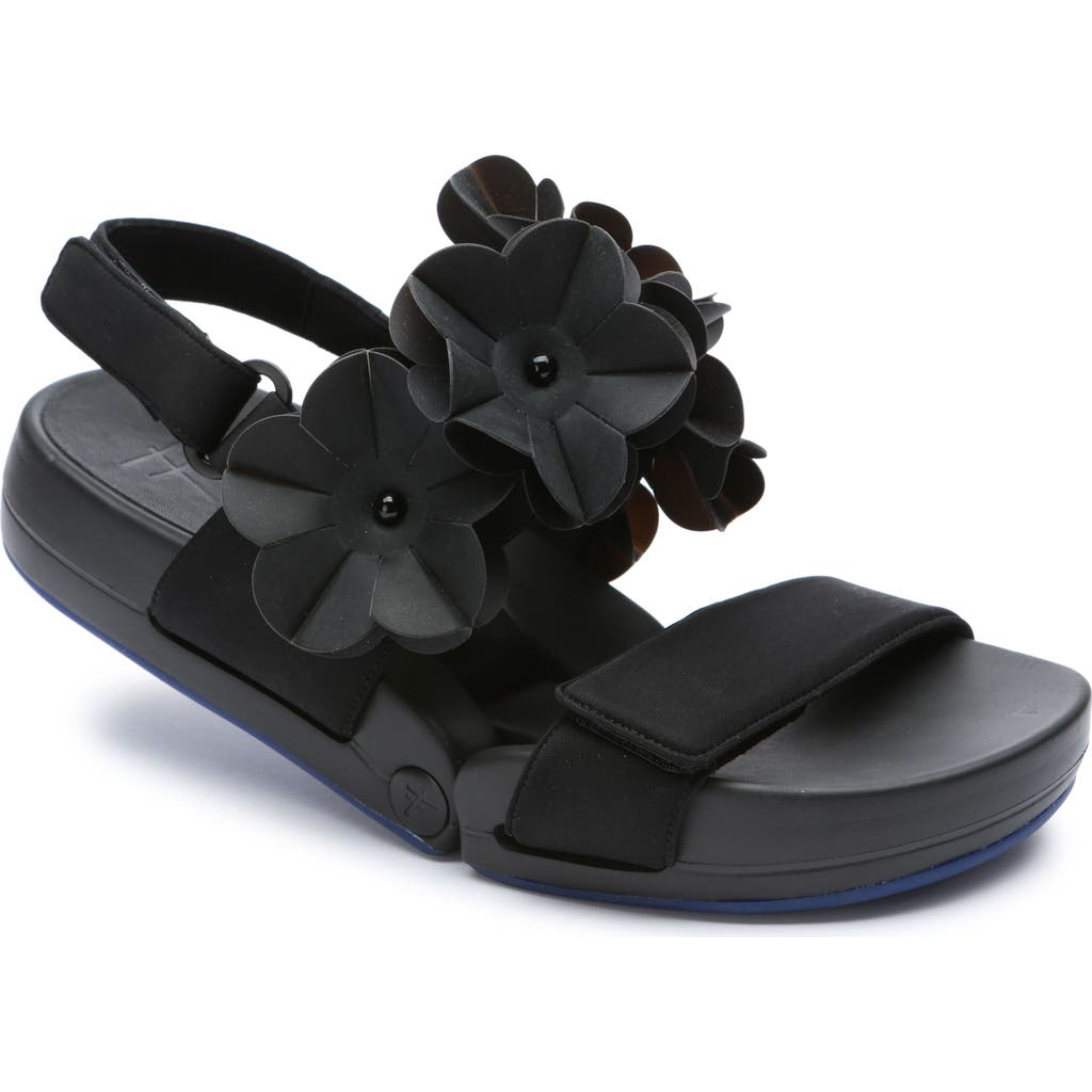 Figs By Figueroa Figs By Fiigueroa Figulous Flower Sandal In Black Fabric
