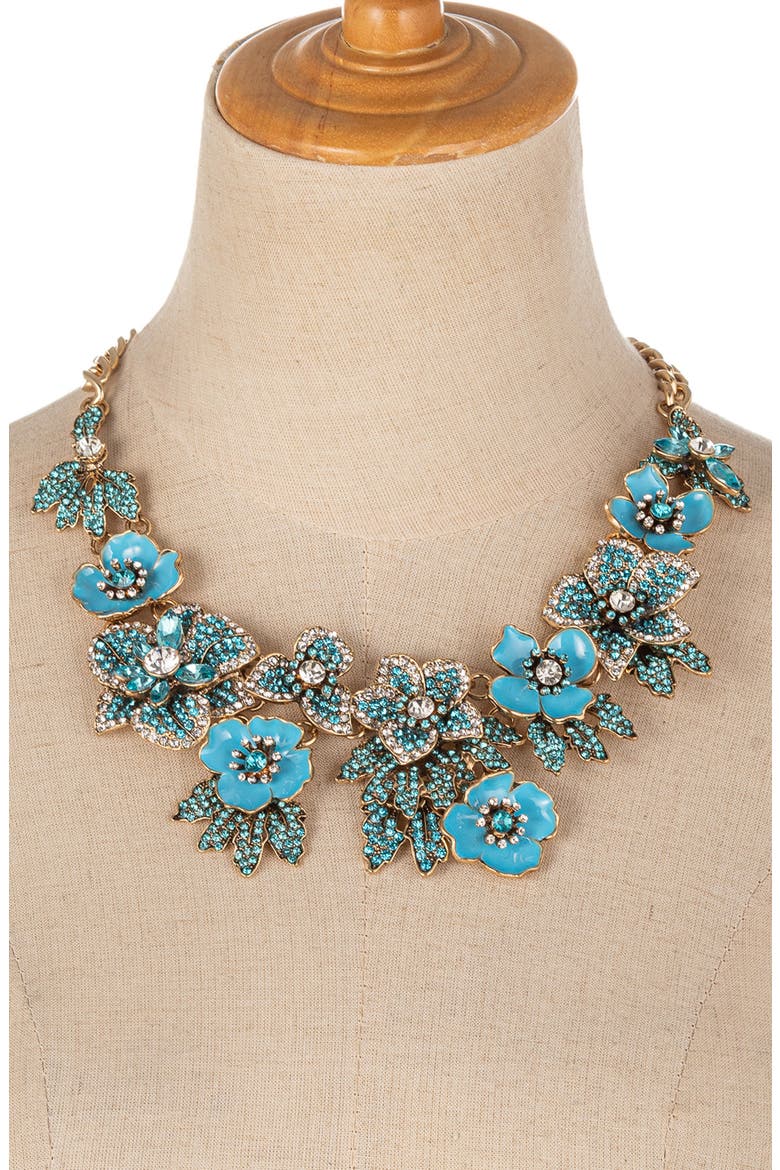 Crystal Statement Necklace, Alternate, color, GOLD AND BLUE
