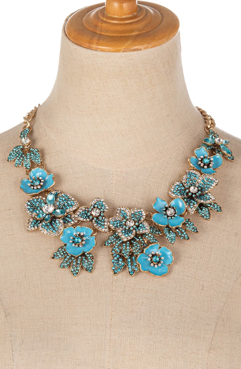 EYE CANDY LOS ANGELES Crystal Statement Necklace, Alternate, color, Gold And Blue