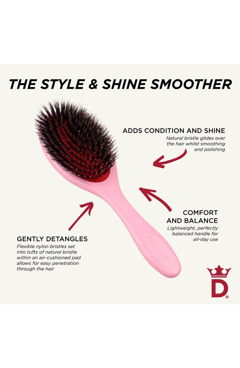 DENMAN D81M Medium Style & Shine Nylon & Natural Boar Bristle Finishing Brush, Alternate, color, Pink Crush