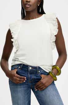 Pleated Ruffle Sleeve Top