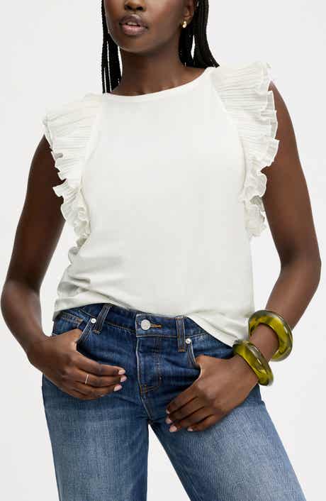 Pleated Ruffle Sleeve Top