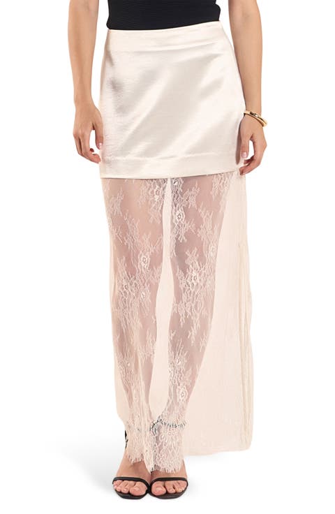 Satin & Lace Maxi Skirt