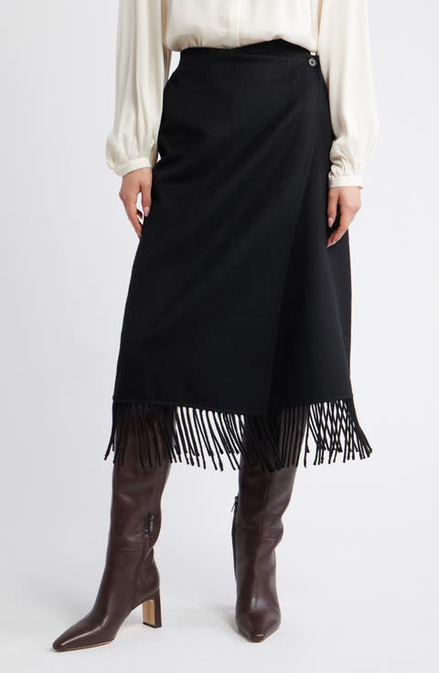 Odette Wool Blend Midi Skirt