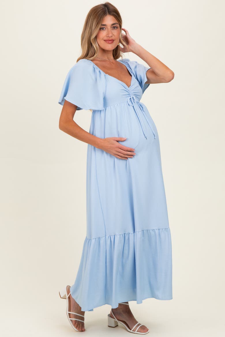 Flutter Sleeve Ruffle Hem Maxi Dress, Alternate, color, Light Blue