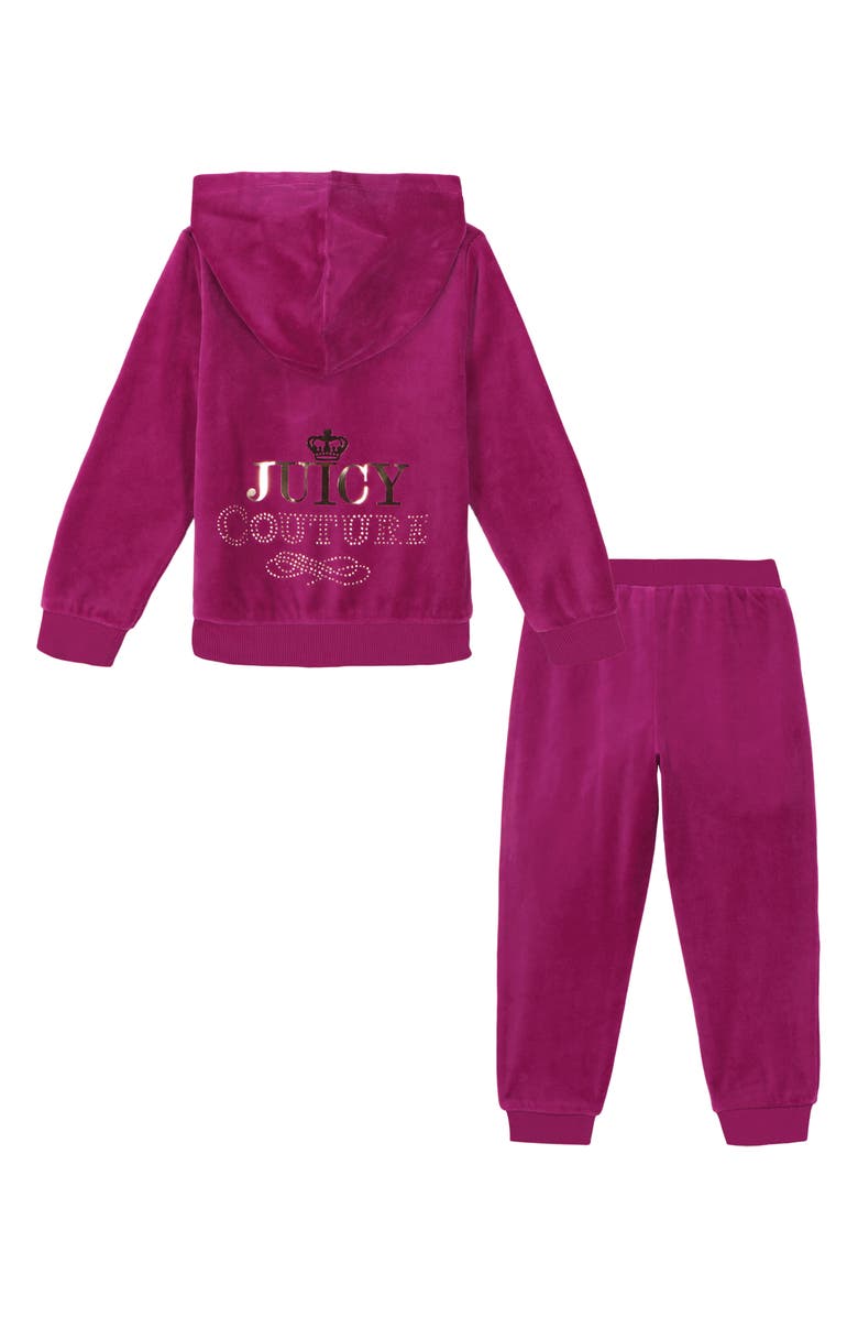 Juicy Couture Kids' Glitz Velour Zip Hoodie & Pants Set, Alternate, color,