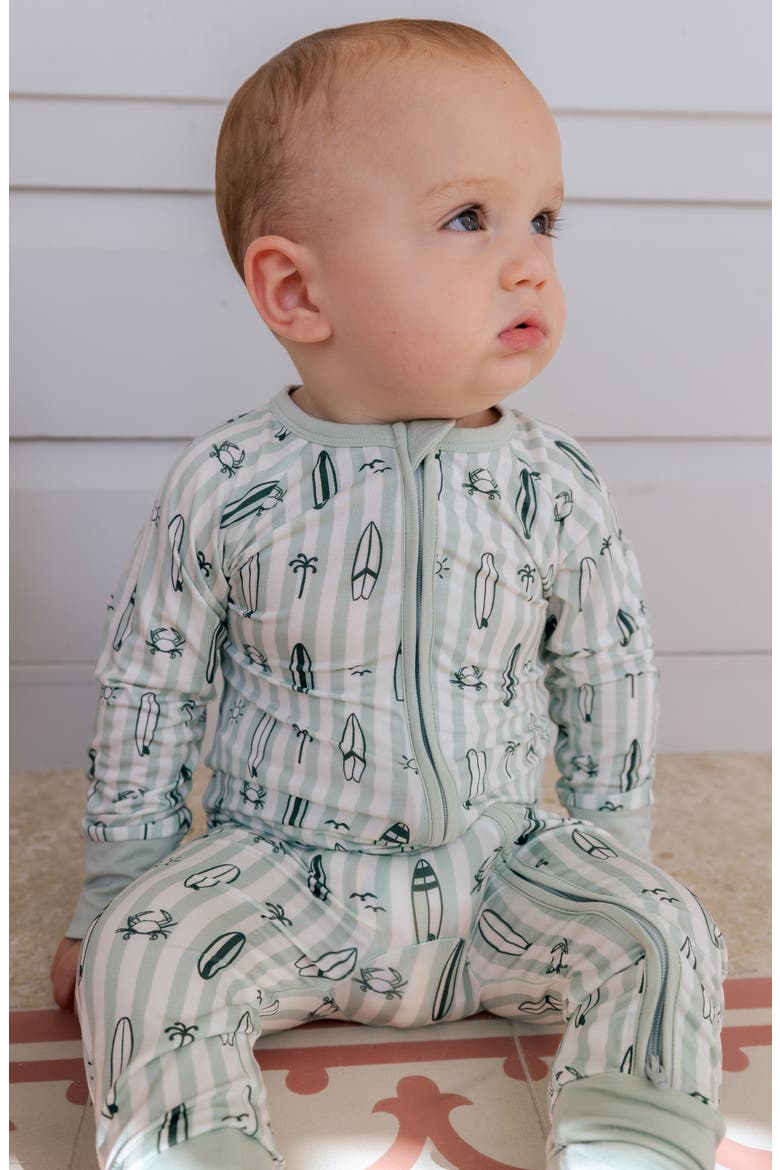 Surfs Up Zipper Romper, Alternate, color, Green Surfs Up