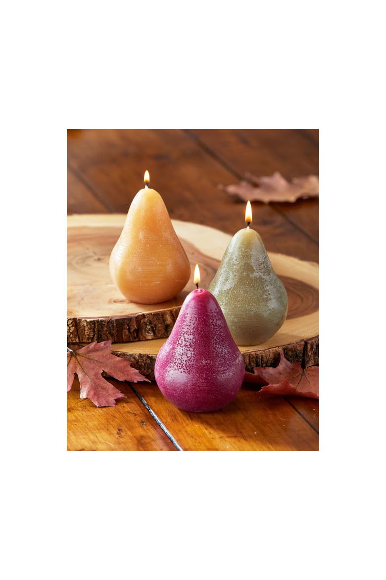 Yellow Pear Sculpted Flame Candle for Everyday Decor, Alternate, color, Yellow