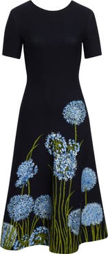 Oscar de la Renta Allium Jacquard Knit A-Line Dress