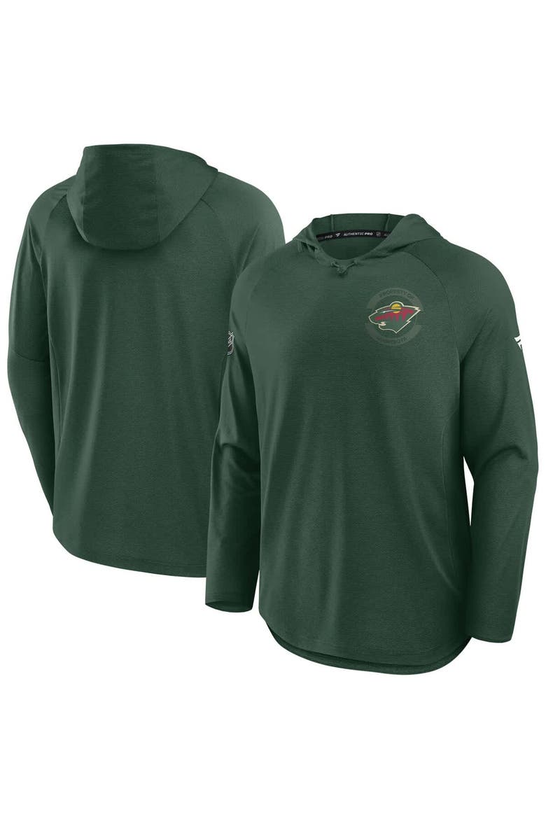 Men's Fanatics Green Minnesota Wild Authentic Pro Rink Raglan Hoodie, Alternate, color, Green
