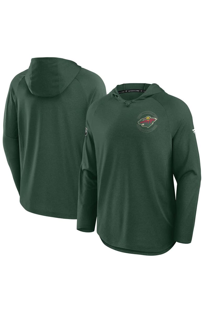 FANATICS Men's Fanatics Green Minnesota Wild Authentic Pro Rink Raglan Hoodie, Alternate, color, Green