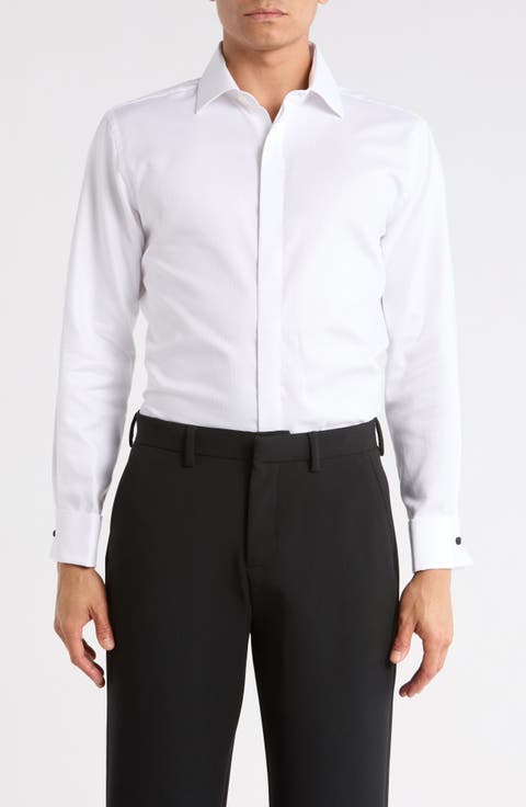 Cotton Tuxedo Trim Fit Dress Shirt