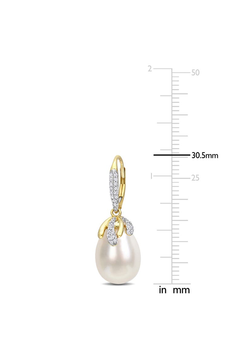 Pearl & Diamond Leverback Earrings 14k, Alternate, color, South Sea Pearl/Yellow Gold