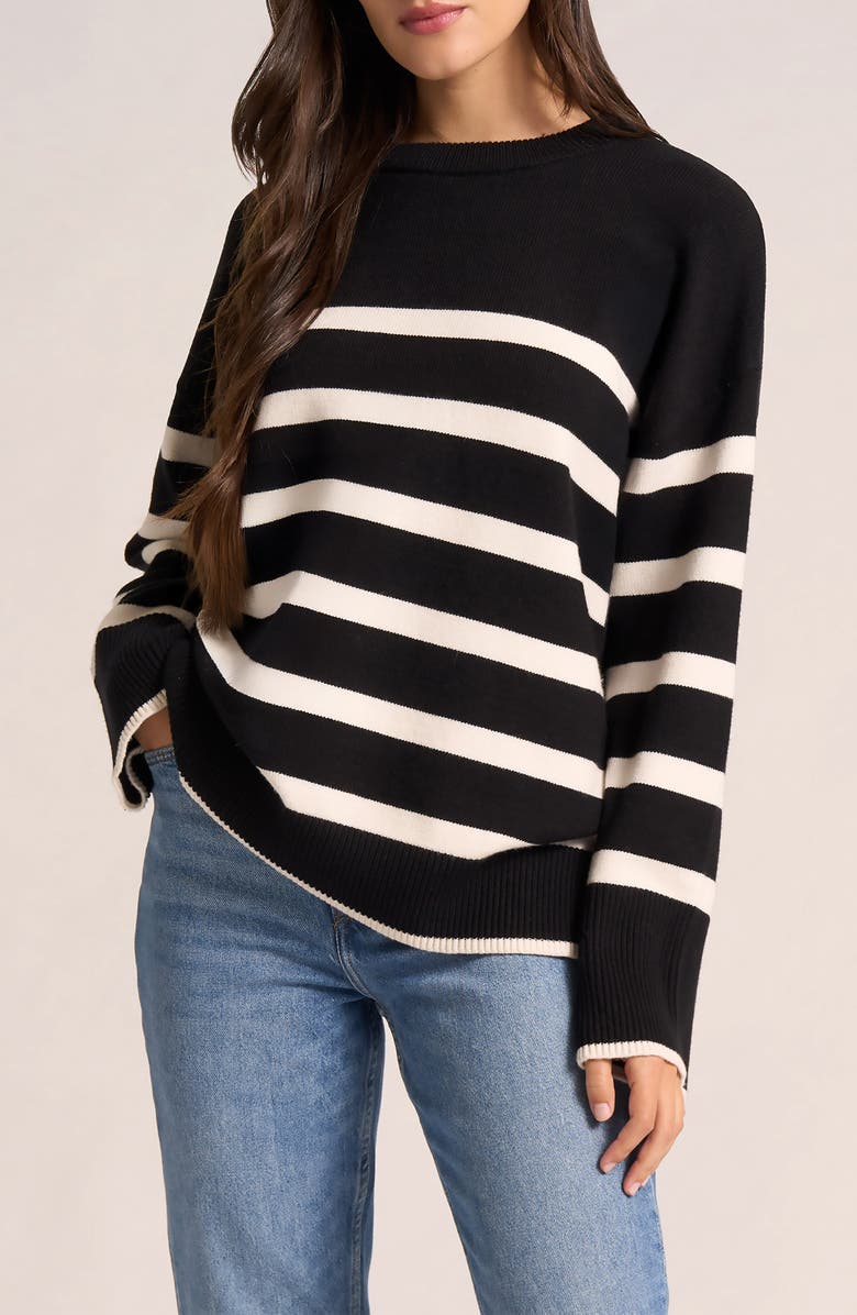 matty m. Elliot Stripe Sweater, Main, color, Black/ Ivory