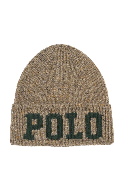 Polo Ralph Lauren Knit Tweed Polo Beanie In Brown