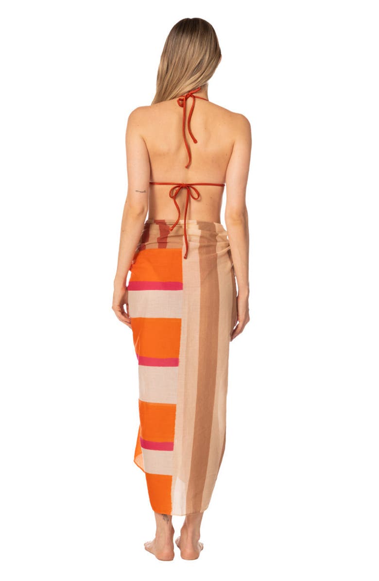 KIBYS Sunset Bazaar Loretta Striped Cotton Pareo Sarong, Alternate, color, Sunset Stripes