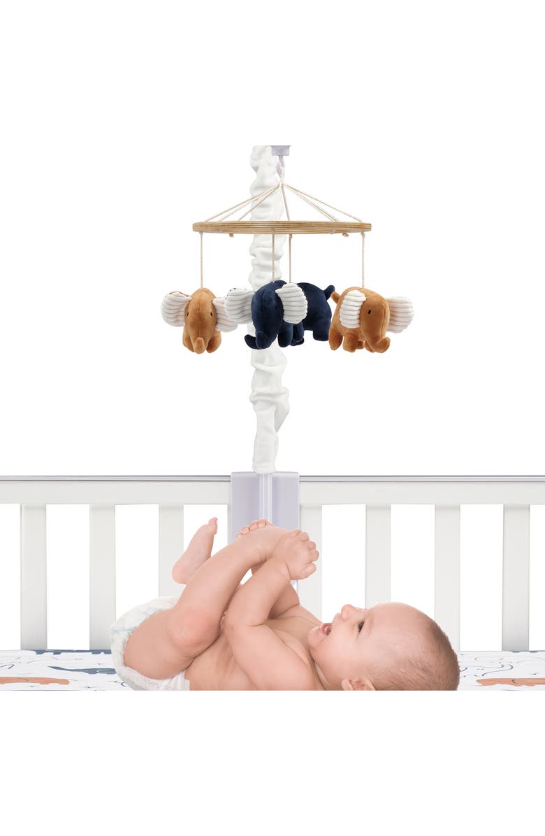 Lambs & Ivy Playful Elephant Musical Baby Crib Mobile Soother Toy, Alternate, color, Blue