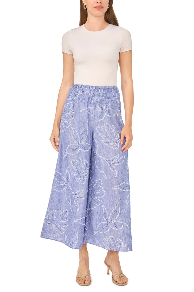 Embroidered Wide Leg Pants, Alternate, color, BASE BLUE