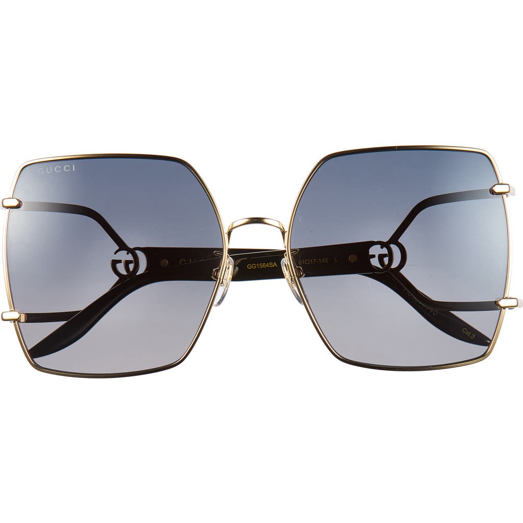 Gucci 61mm Square Sunglasses In Gold Black Grey