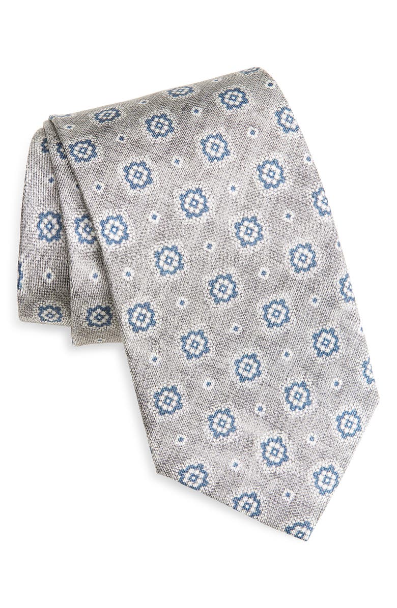 Jack Victor Pearson Medallion Silk Tie, Main, color, Taupe