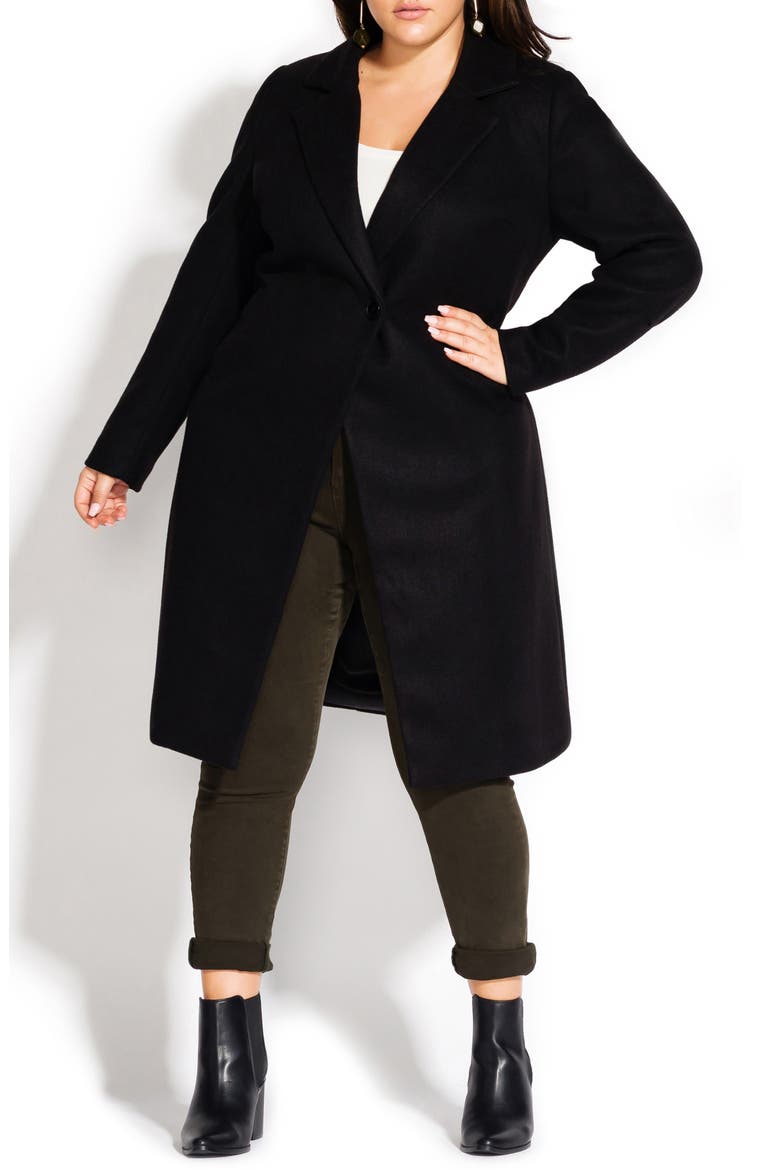 Single Button Peacoat, Alternate, color, BLACK