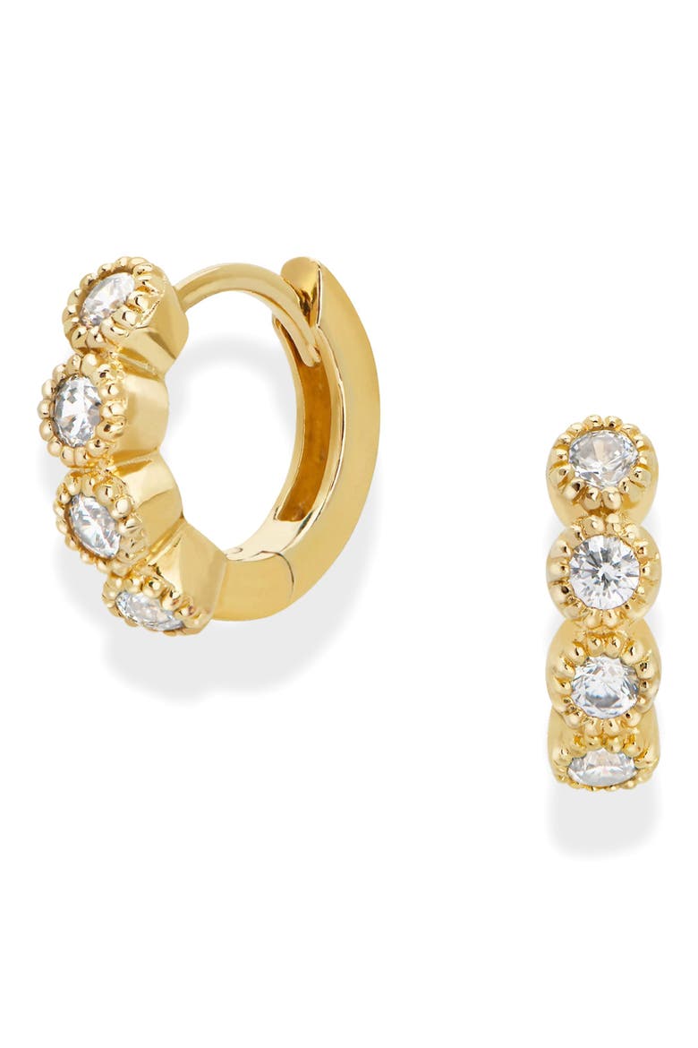 Hilary Milgrain Huggie Hoop Earrings, Main, color, GOLD