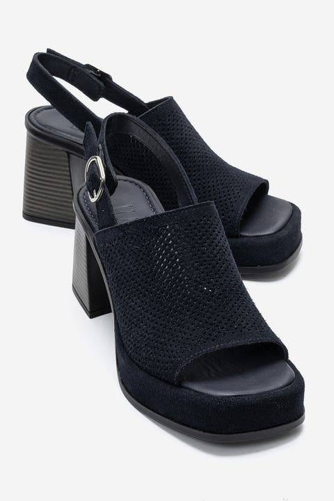 Penvia Block Heel Leather Platform Sandal