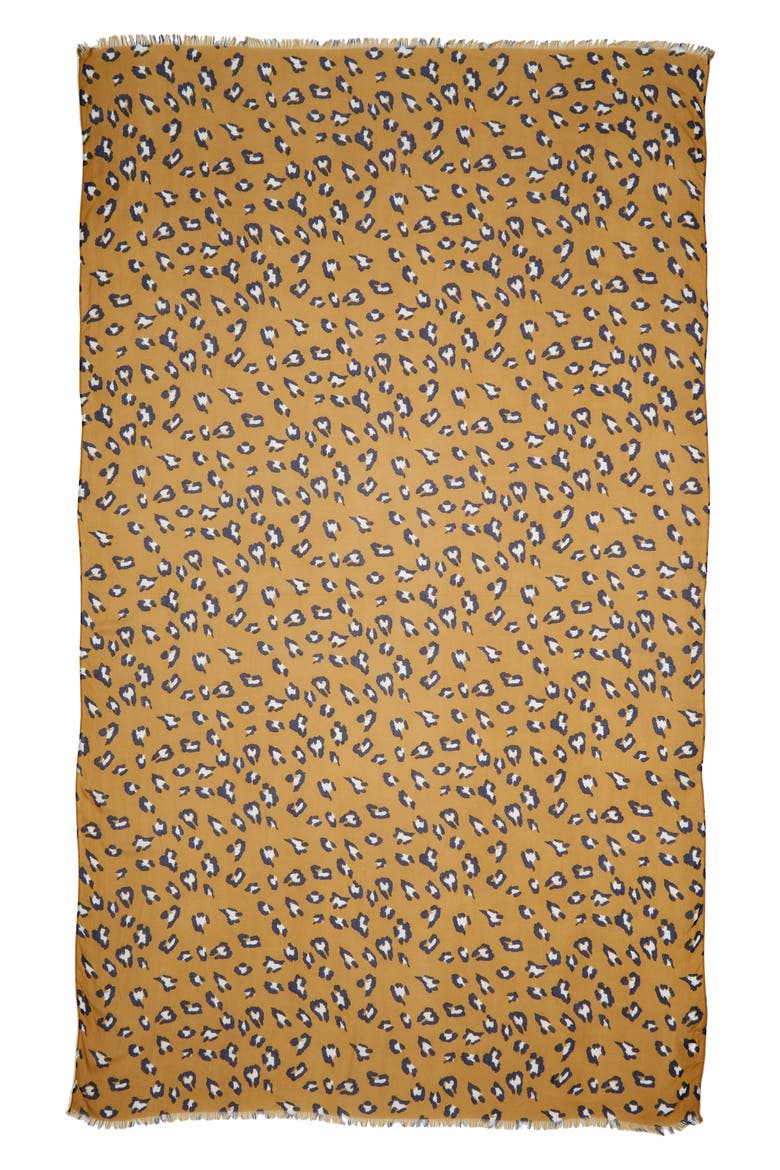 Leopard Print Scarf, Alternate, color, MARIGOLD COMBO