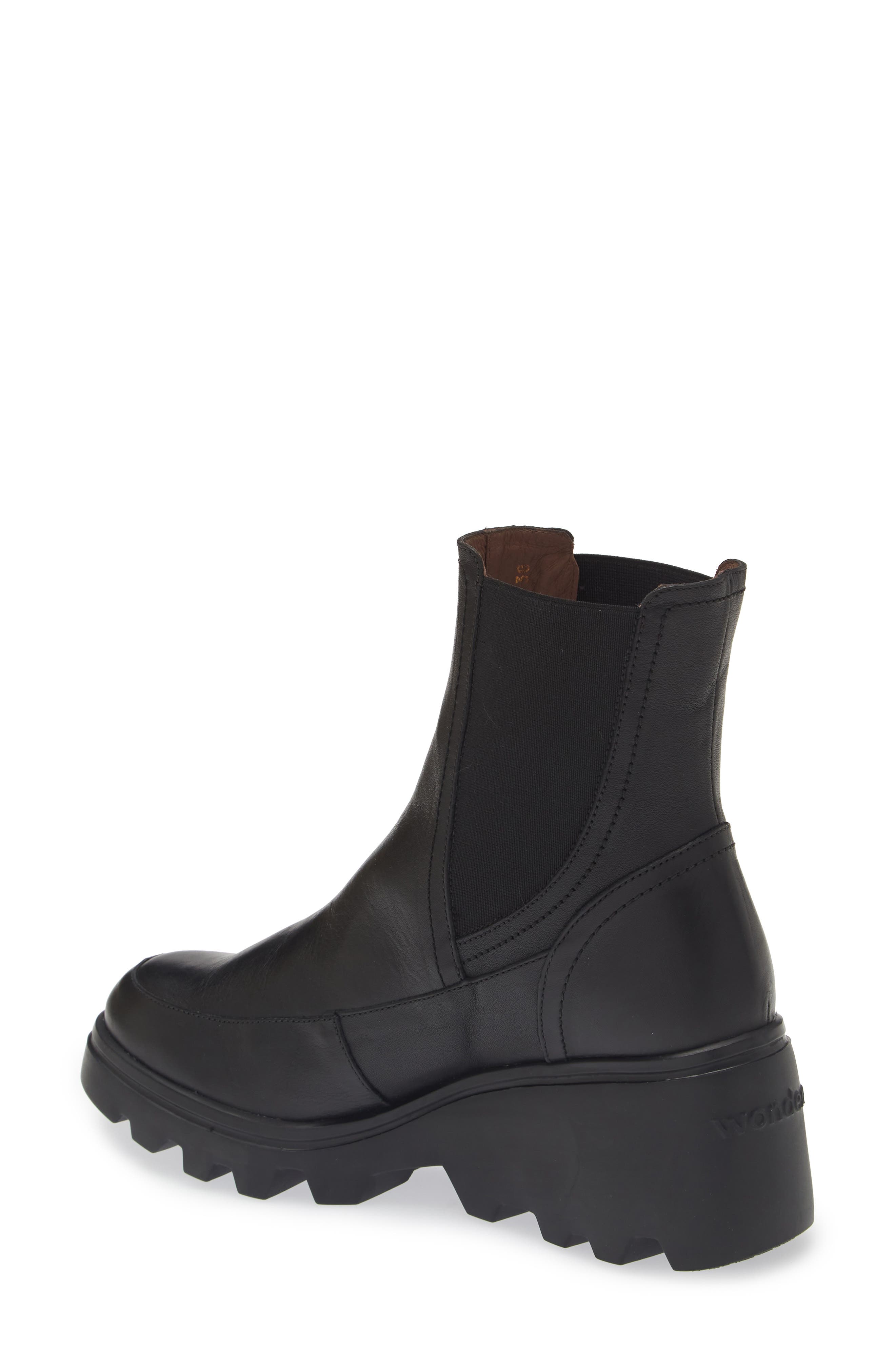 Wonders Platform Wedge Chelsea Boot, Alternate, color, Black Leather