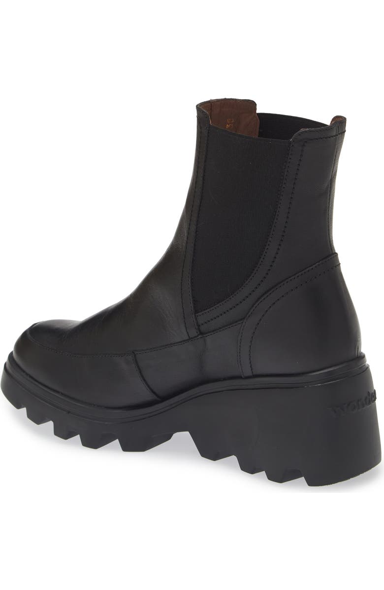 Wonders Platform Wedge Chelsea Boot, Alternate, color, Black Leather