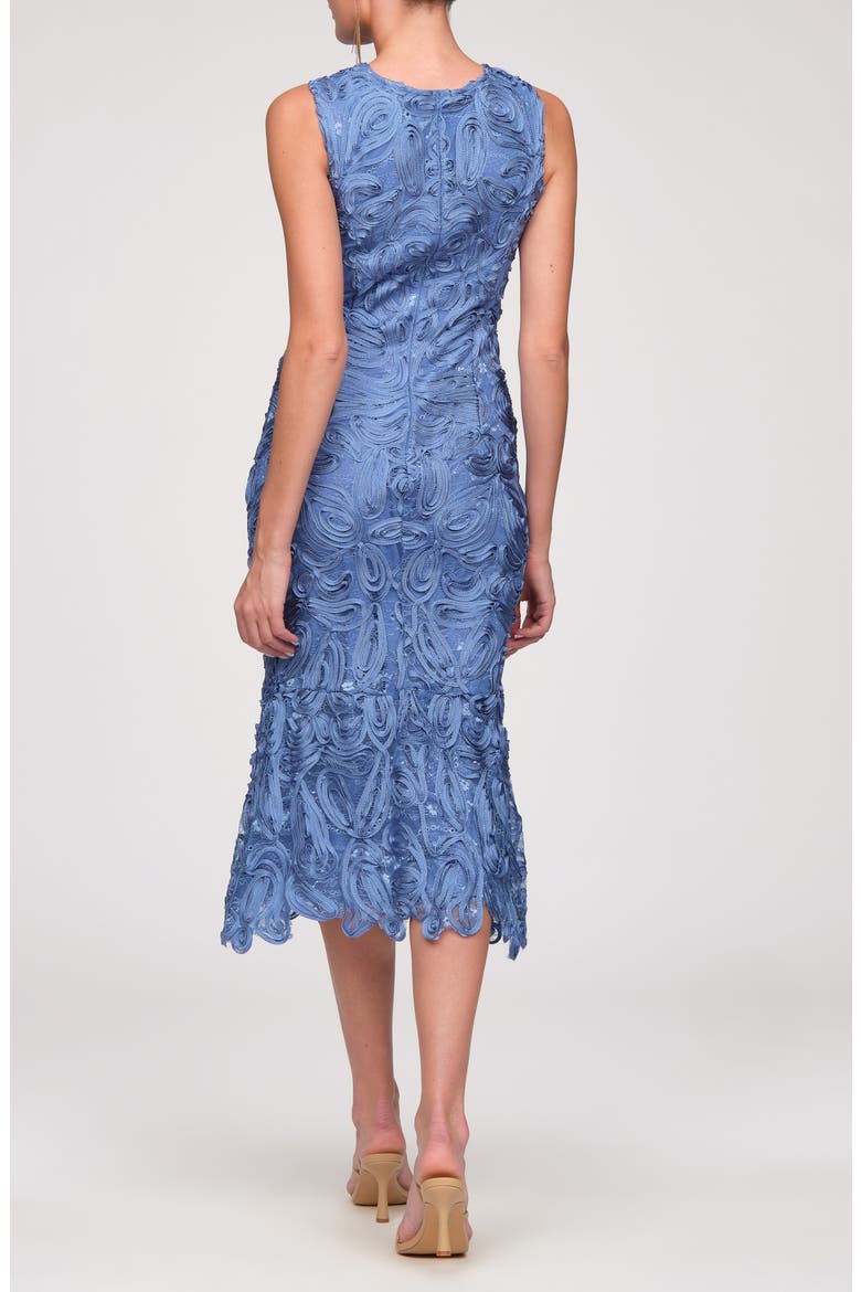 Meli Soutache Cocktail Midi Dress, Alternate, color, AZURE