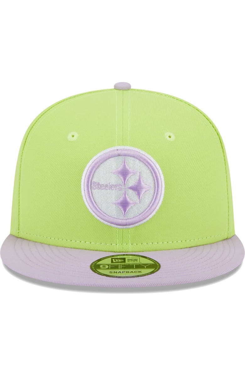 New Era Men's New Era Neon Green/Lavender Pittsburgh Steelers Two-Tone Color Pack 9FIFTY Snapback Hat, Alternate, color, 