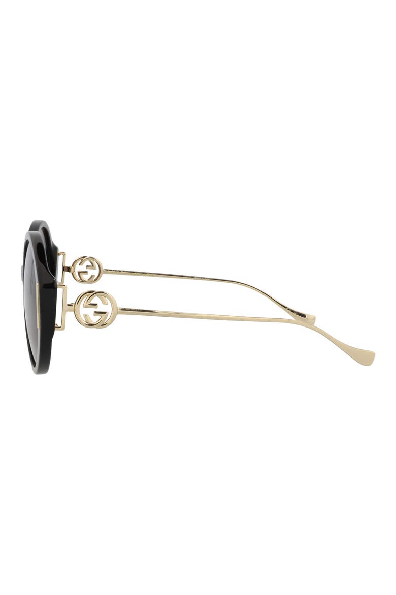 57mm Novelty Round Sunglasses, Alternate, color, BLACK GOLD BROWN