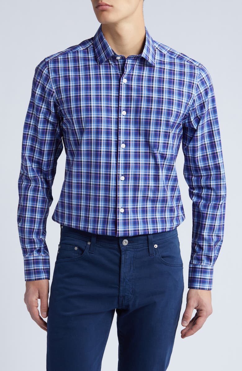 Scott Barber Plaid Button-Up Shirt, Main, color, 