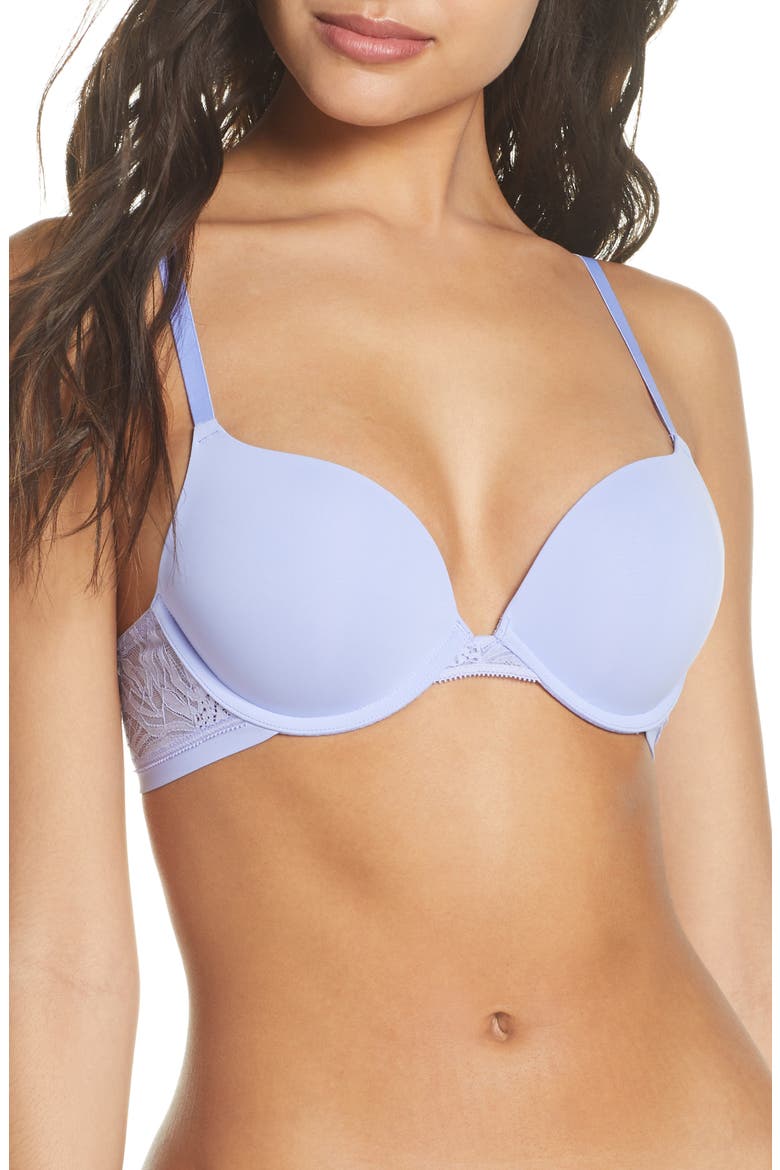 Sleek Micro Lace Underwire Convertible Push-Up Bra, Main, color, JACARANDA