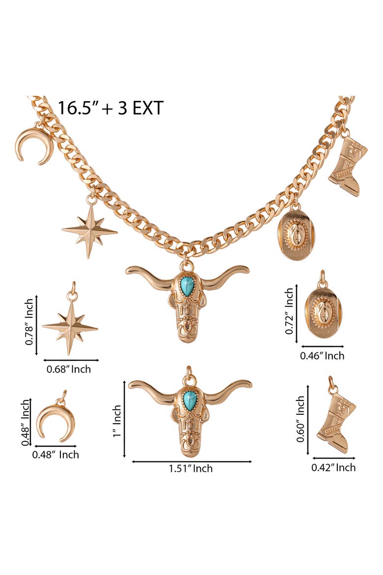 Celestial Charm Necklace, Alternate, color, Gold