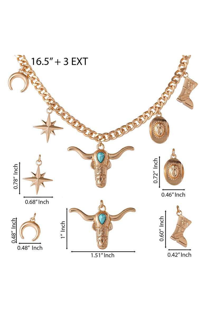 Jessica Simpson Celestial Charm Necklace, Alternate, color, Gold