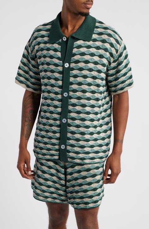 Beach Wave Open Stitch Polo Sweater