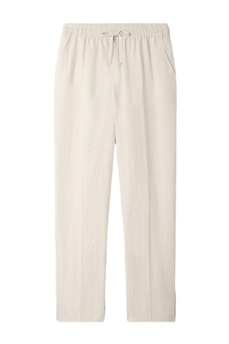 Elasticated linen trousers, Alternate, color, Ivory