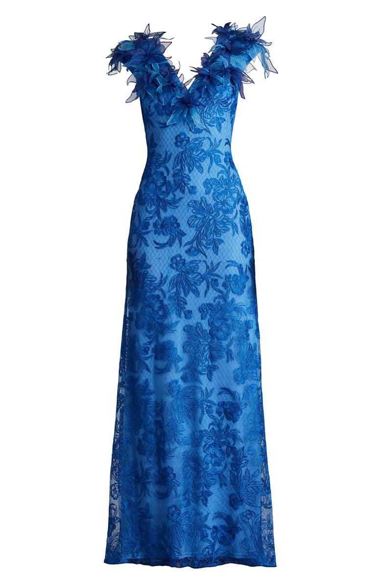 Tadashi Shoji Floral Embroidery Column Gown, Alternate, color, 