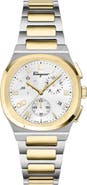 FERRAGAMO Elliptical Two-Tone Bracelet Strap Chronograph Watch, 38mm