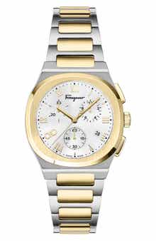 FERRAGAMO Elliptical Two-Tone Bracelet Strap Chronograph Watch, 38mm